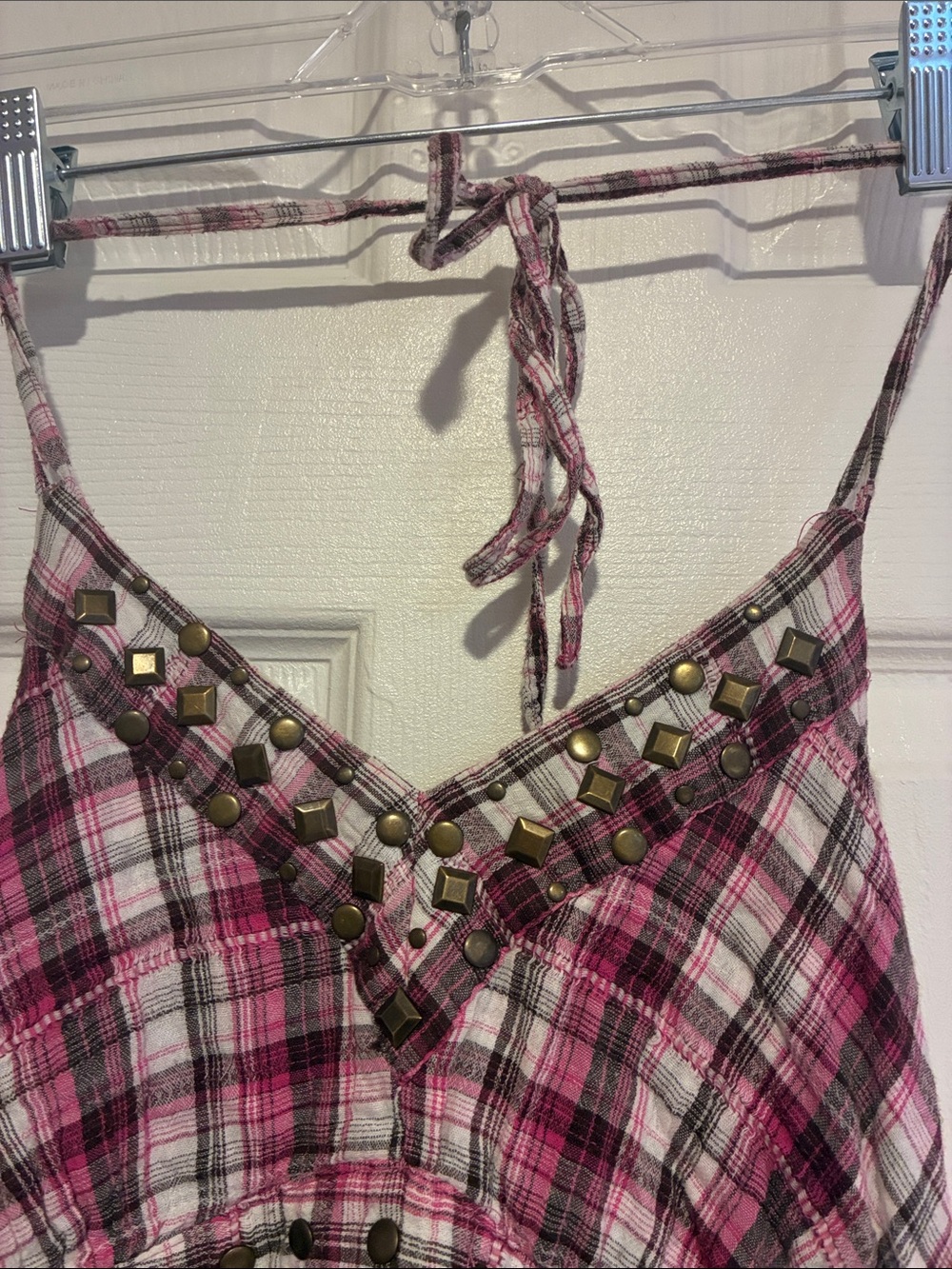 Pink Plaid Mudd Babydoll Halter Top - Picture 5 of 7